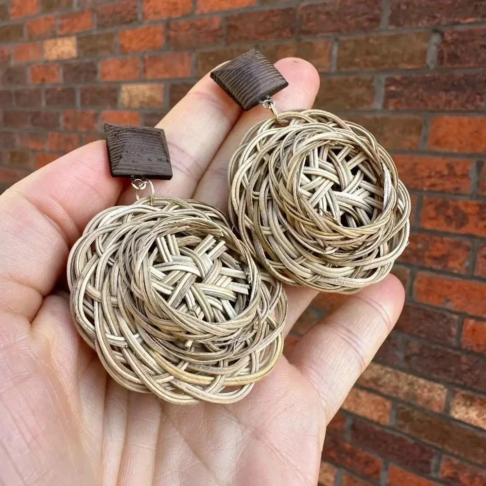 Anthro Rattan Knit Bohemian Earrings - Picture 9 of 10